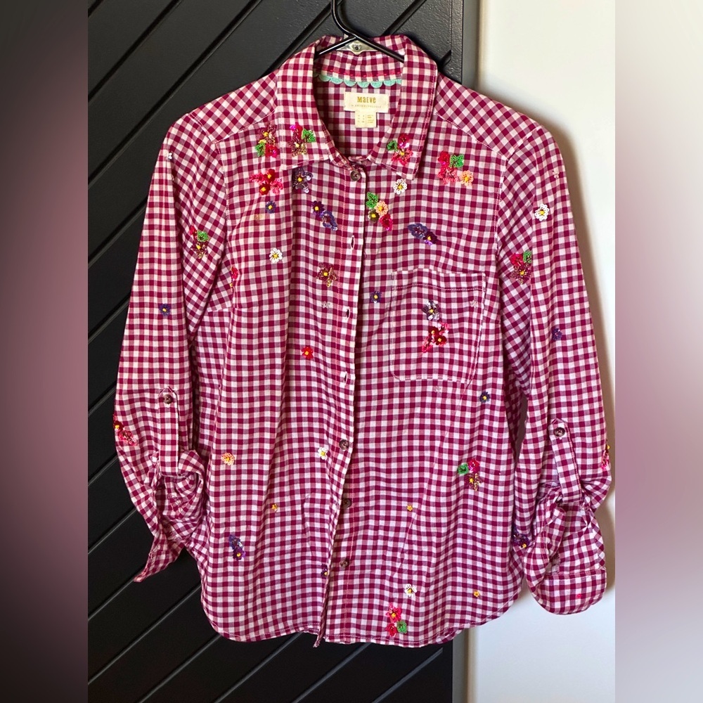 Anthropologie sequin checked shirt. Size 4. Great condition!
